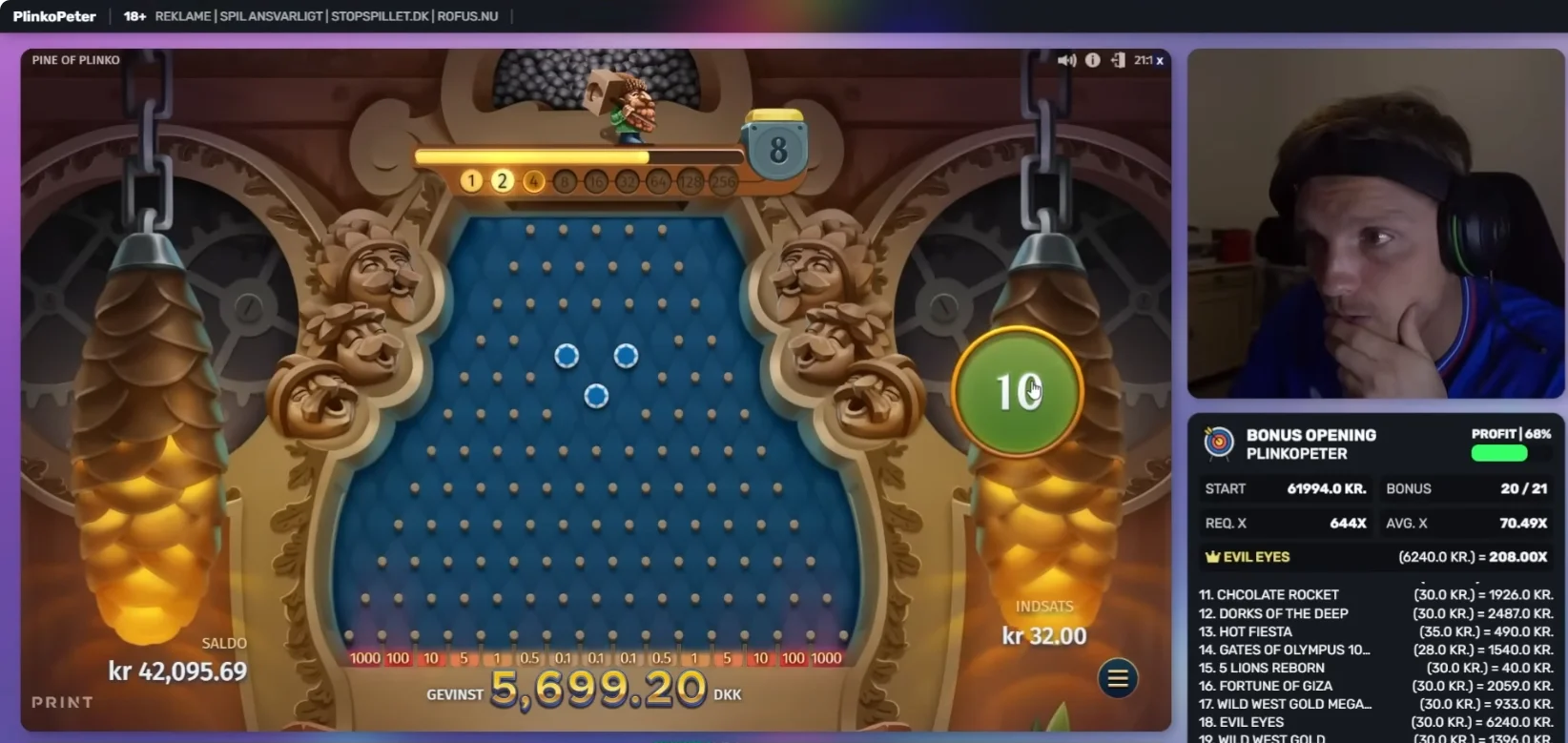Plinko Peter spiller en slot på stream